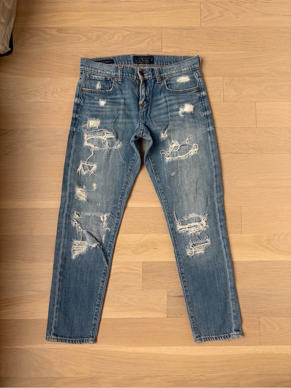 Women's Lucky Brand Distressed Blue Slim Straight Jeans